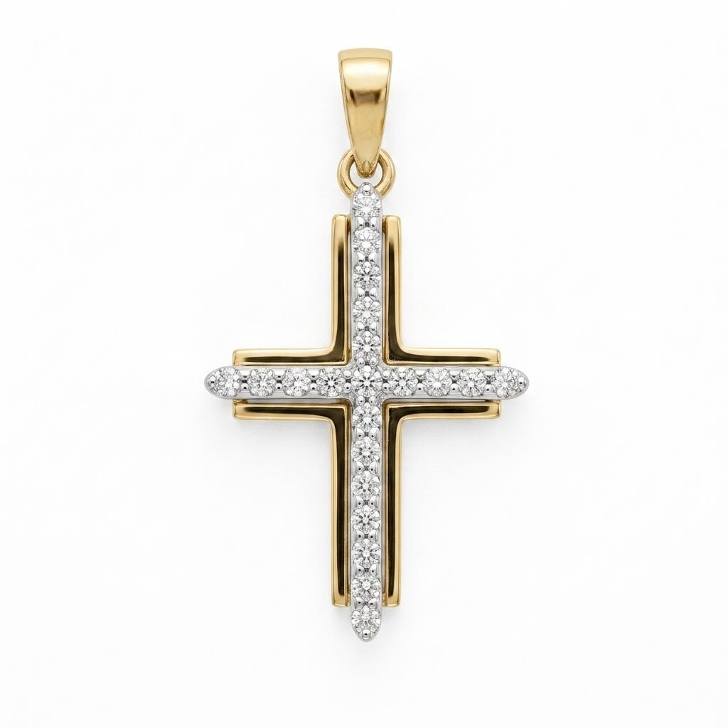 Cruz/Cristo 280.0 Circonia Incoloro oro 10 kilates con piedra