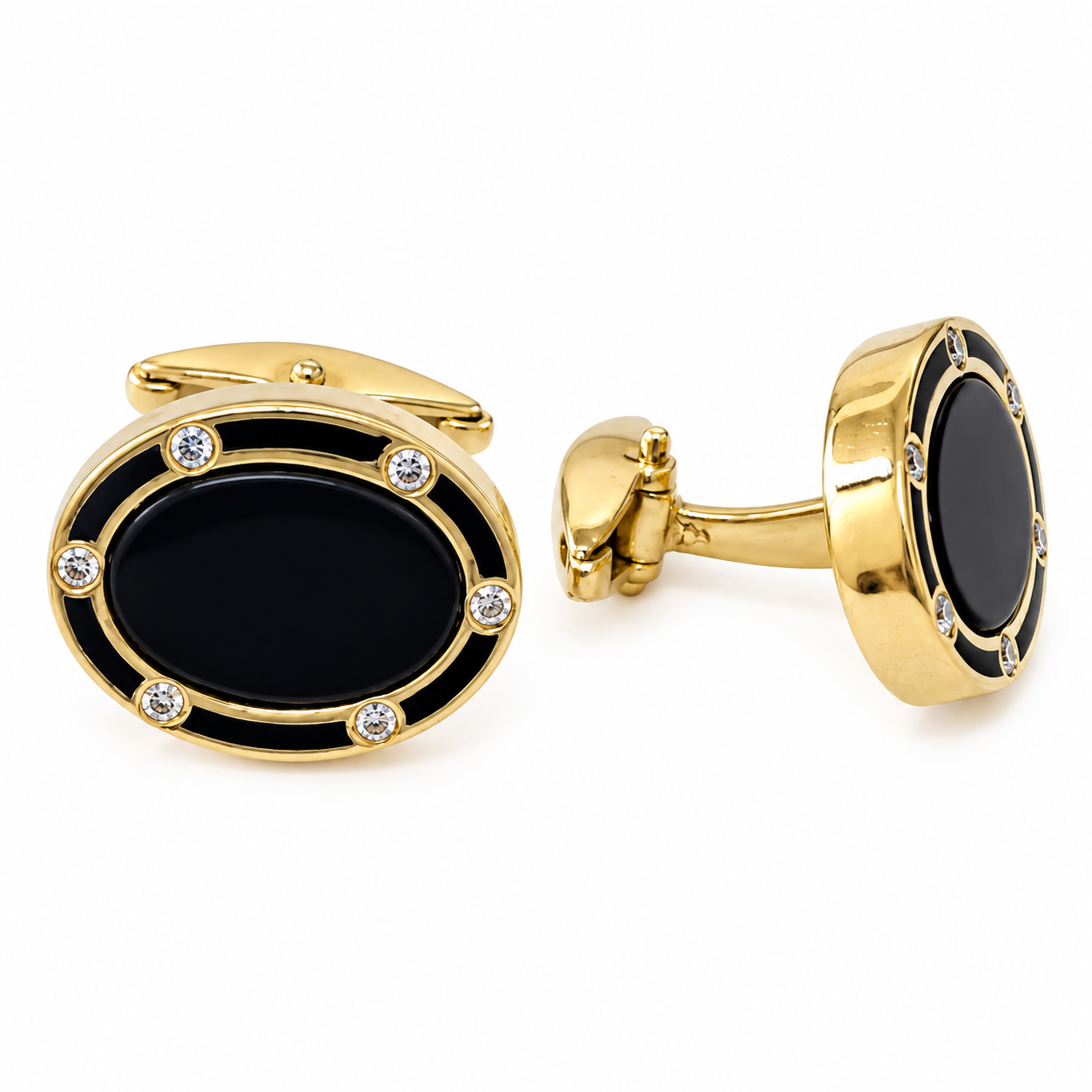 Mancuernillas 300.0 Dorado Negro oro 14 kilates con piedra